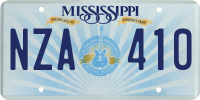 MS license plate NZA410