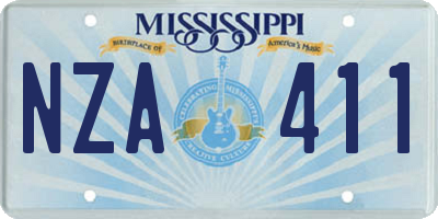 MS license plate NZA411