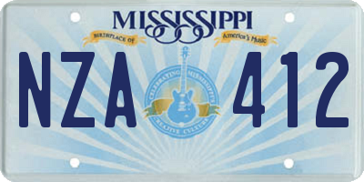 MS license plate NZA412