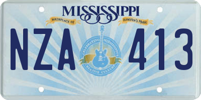 MS license plate NZA413