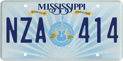 MS license plate NZA414