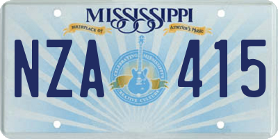 MS license plate NZA415