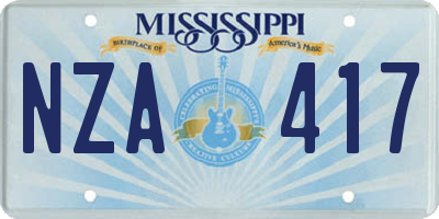 MS license plate NZA417