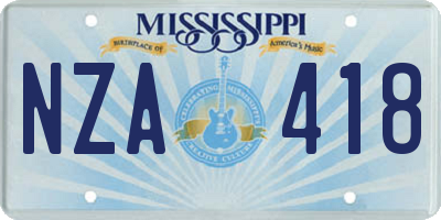 MS license plate NZA418