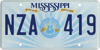 MS license plate NZA419