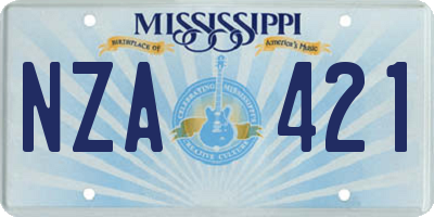 MS license plate NZA421