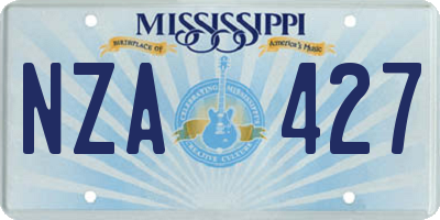 MS license plate NZA427
