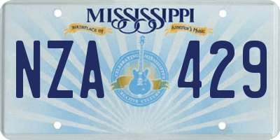 MS license plate NZA429