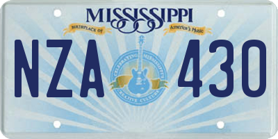 MS license plate NZA430