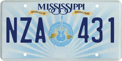 MS license plate NZA431