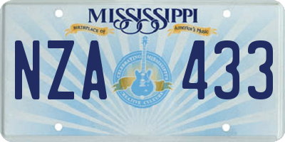 MS license plate NZA433
