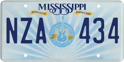 MS license plate NZA434