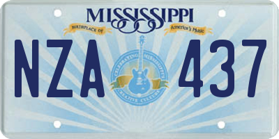 MS license plate NZA437