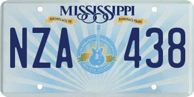 MS license plate NZA438