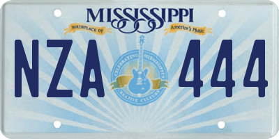 MS license plate NZA444