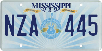 MS license plate NZA445