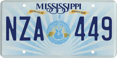 MS license plate NZA449