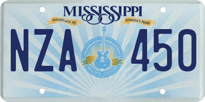 MS license plate NZA450