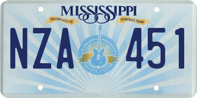 MS license plate NZA451
