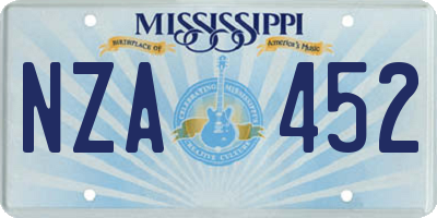 MS license plate NZA452