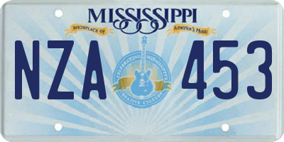 MS license plate NZA453