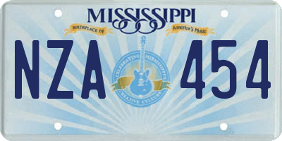 MS license plate NZA454