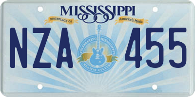 MS license plate NZA455