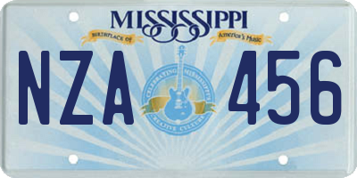 MS license plate NZA456