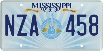 MS license plate NZA458