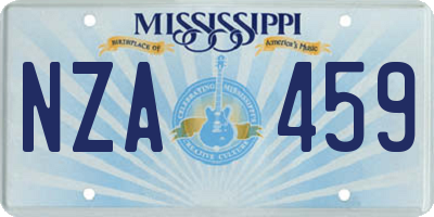 MS license plate NZA459