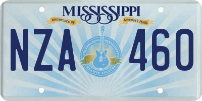 MS license plate NZA460