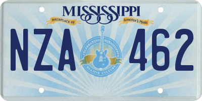 MS license plate NZA462