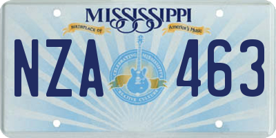 MS license plate NZA463