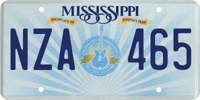 MS license plate NZA465