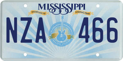 MS license plate NZA466
