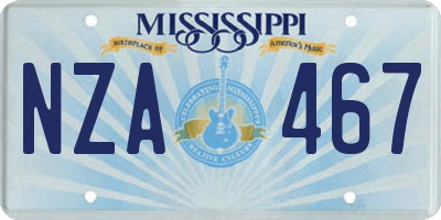 MS license plate NZA467