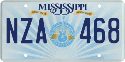 MS license plate NZA468
