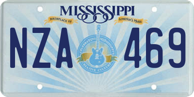 MS license plate NZA469