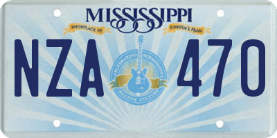 MS license plate NZA470