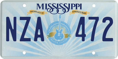 MS license plate NZA472