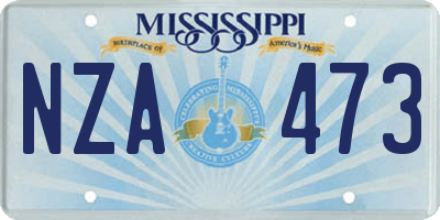 MS license plate NZA473