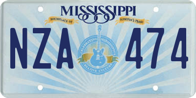 MS license plate NZA474
