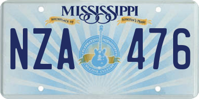 MS license plate NZA476