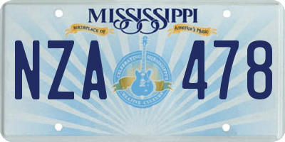 MS license plate NZA478