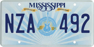 MS license plate NZA492