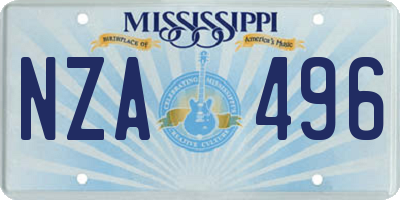 MS license plate NZA496