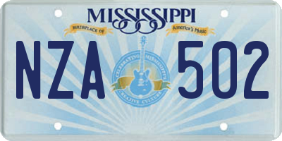 MS license plate NZA502