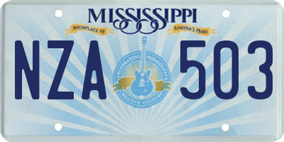 MS license plate NZA503