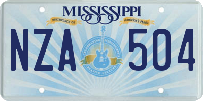 MS license plate NZA504