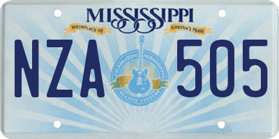 MS license plate NZA505